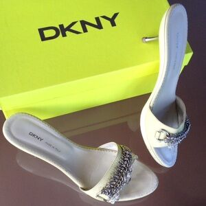 DKNY LUXE embellished kitten heel sandals ITALY